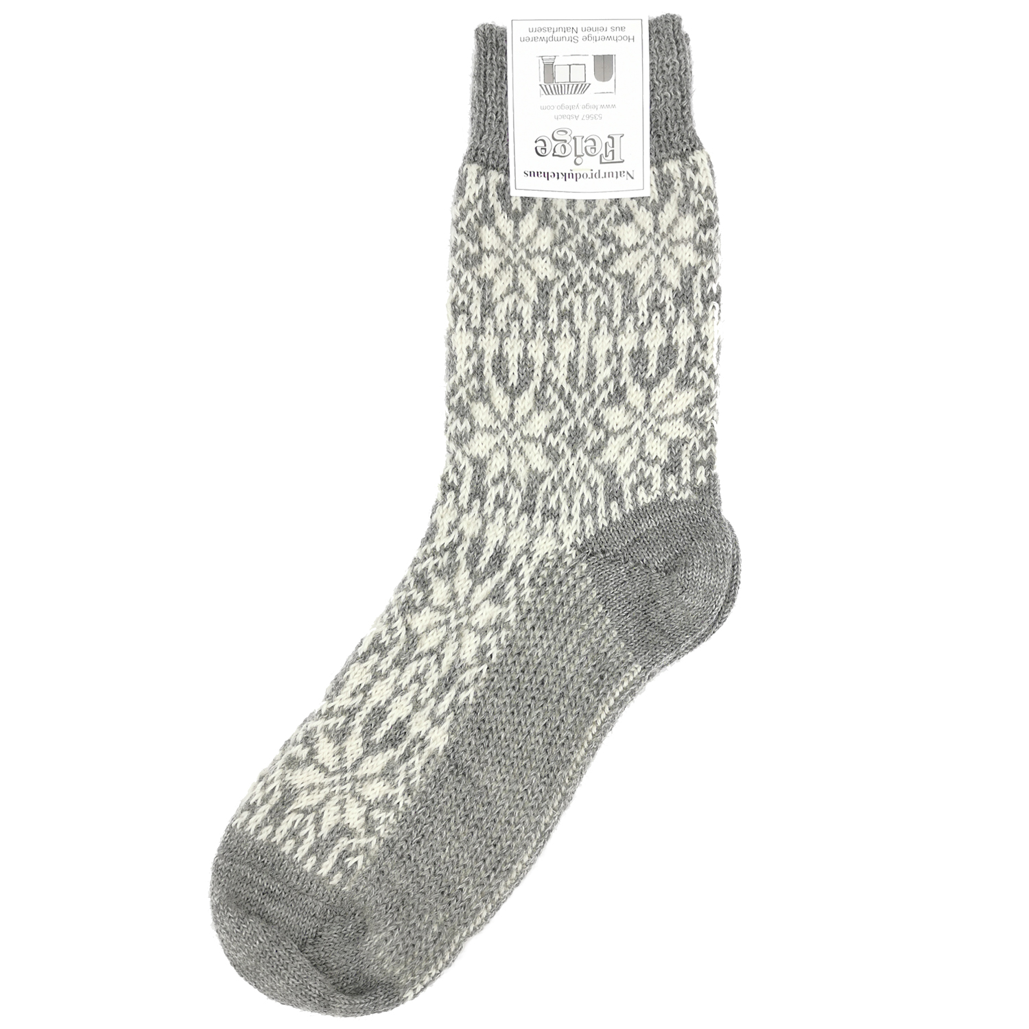 Norweger Sternenmuster Socke grau/natur