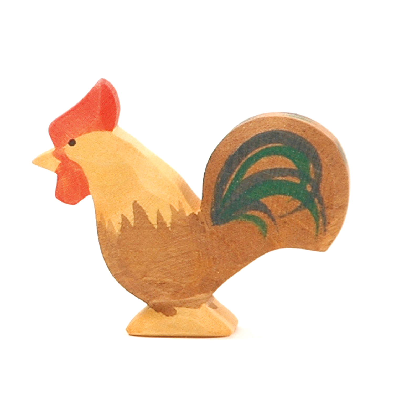 Holzfigur Hahn braun