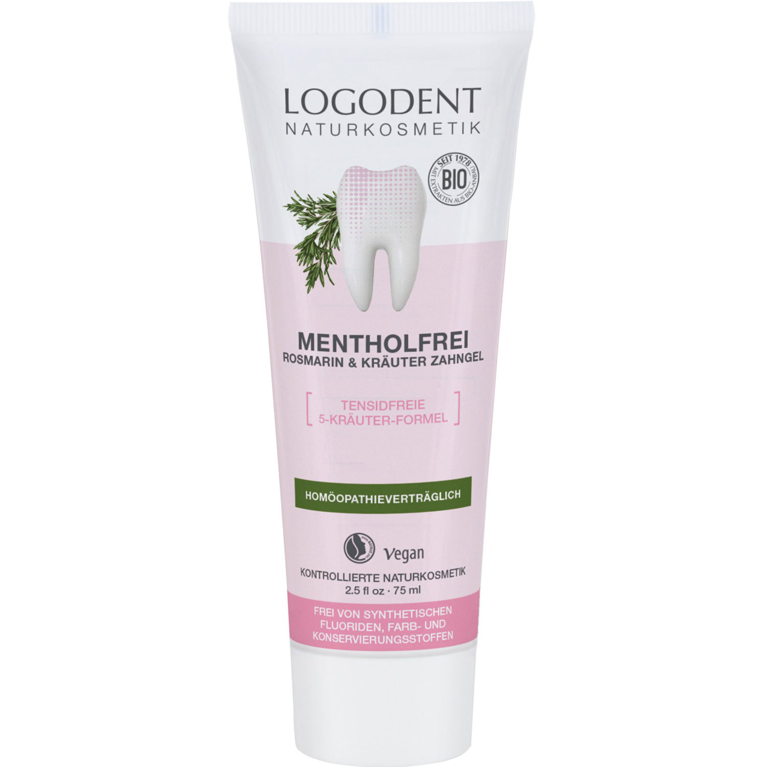 Mentholfrei Rosmarin & Kräuter Zahngel, 75 ml