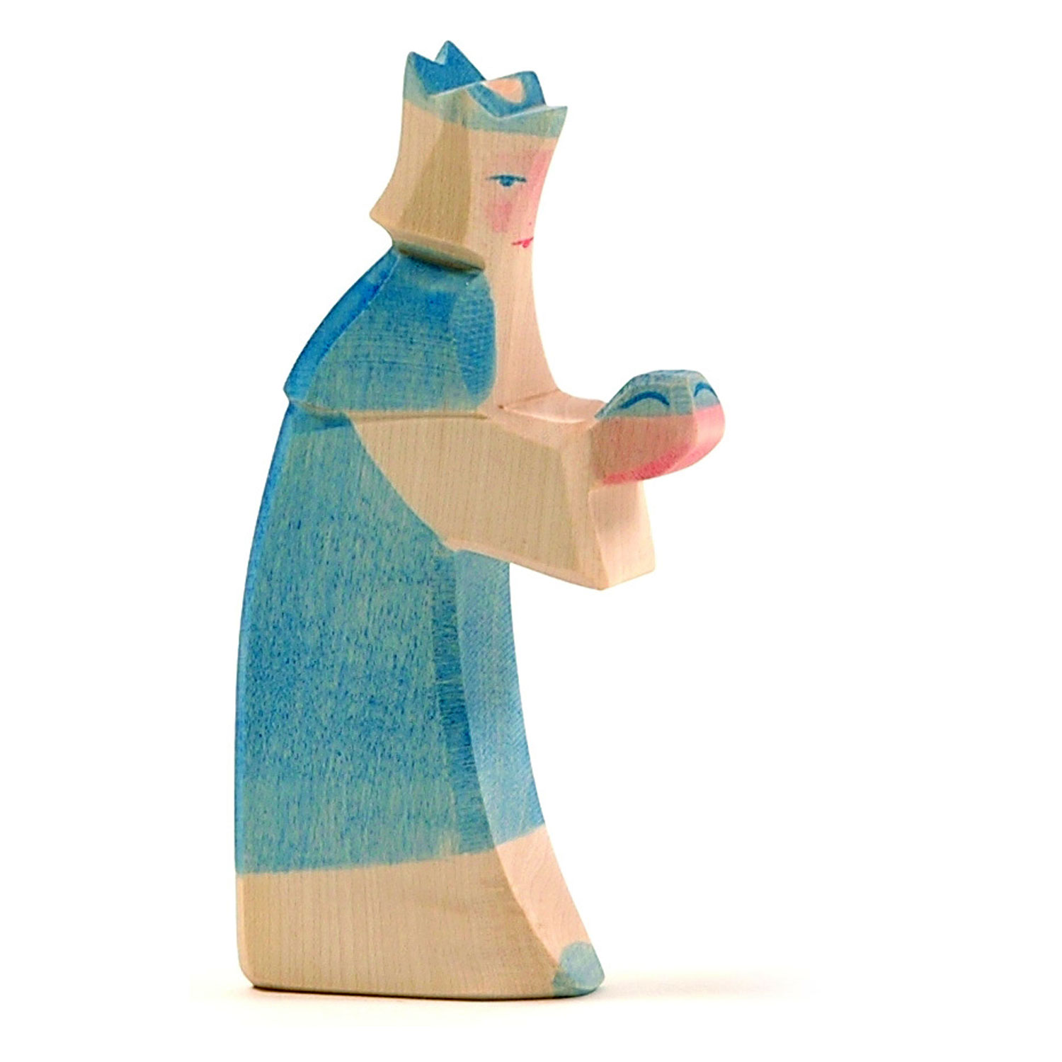 Holzfigur König blau