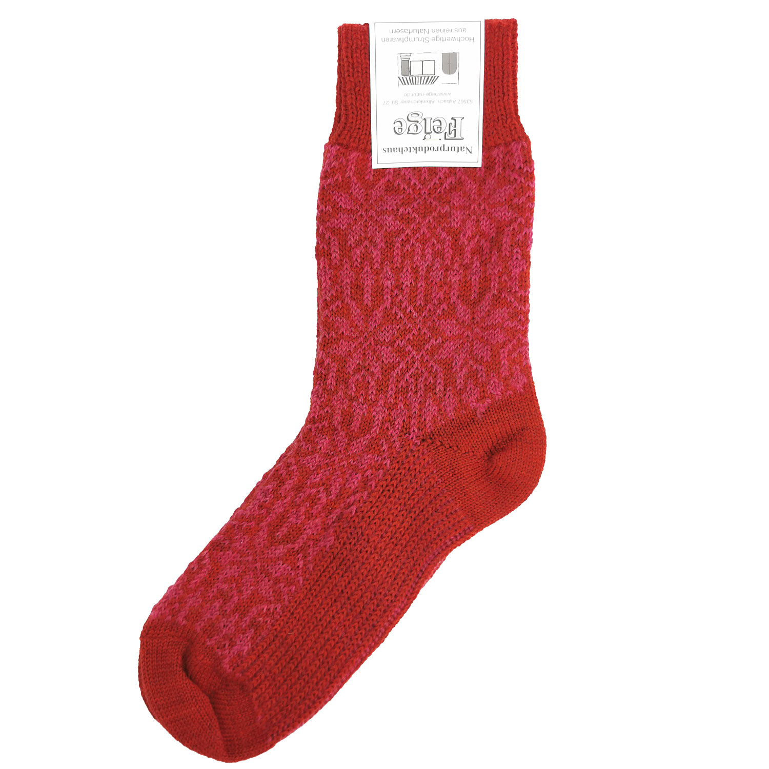 Norweger Sternenmuster Socke Mohn/Himbeere