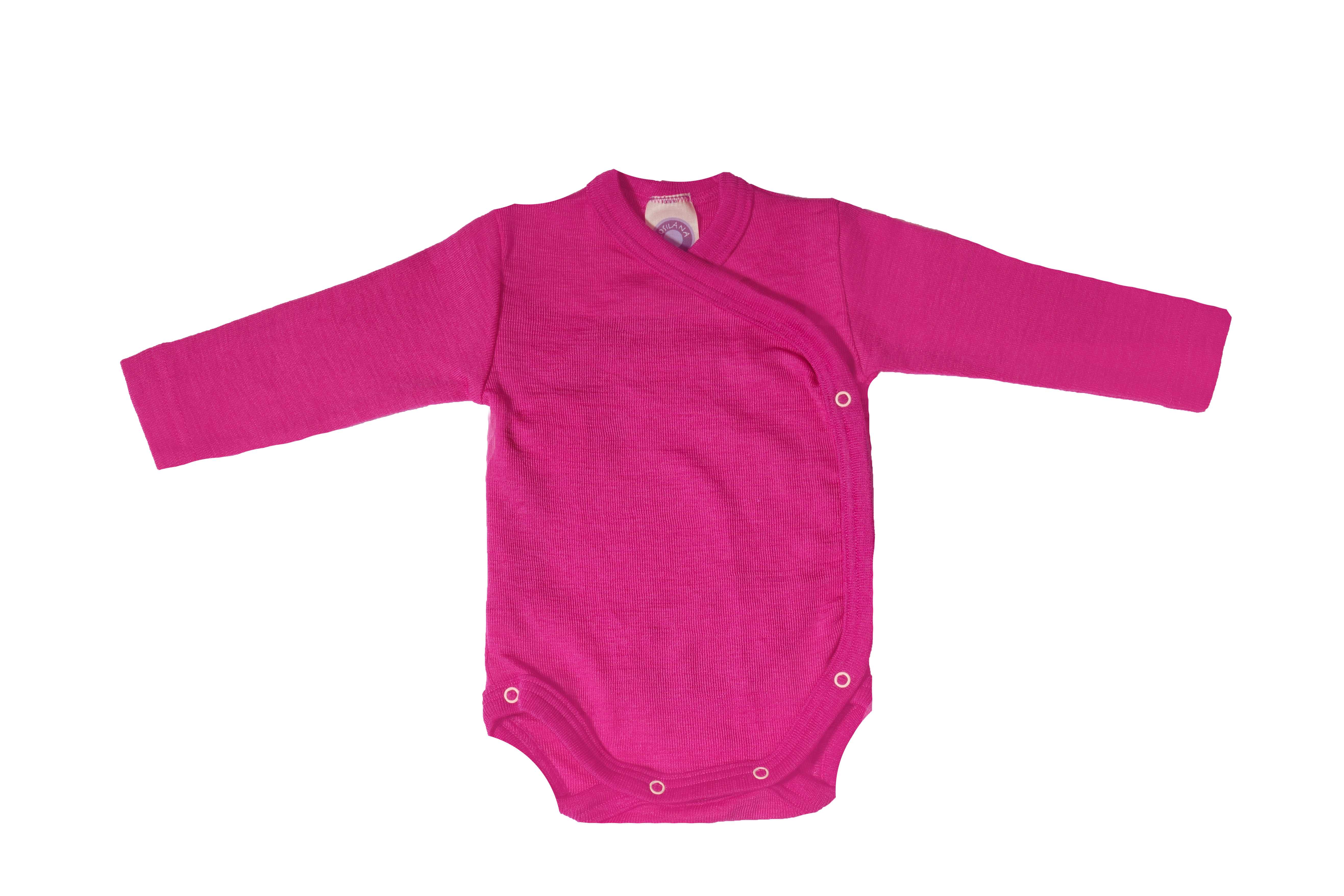 Baby-Wickelbody Langarm Wolle/Seide pink