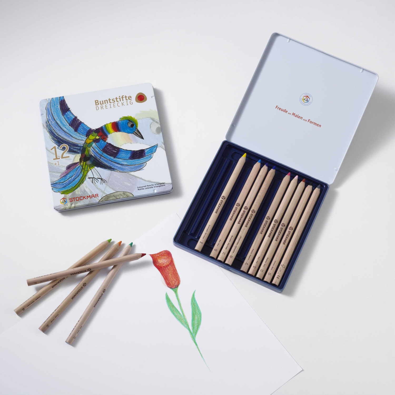 Buntstifte dreieckig, 12 + 1 Farben