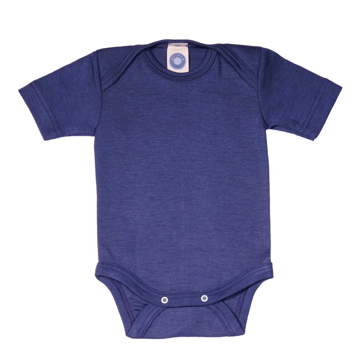 Baby-Body Kurzarm Wolle/Seide marine
