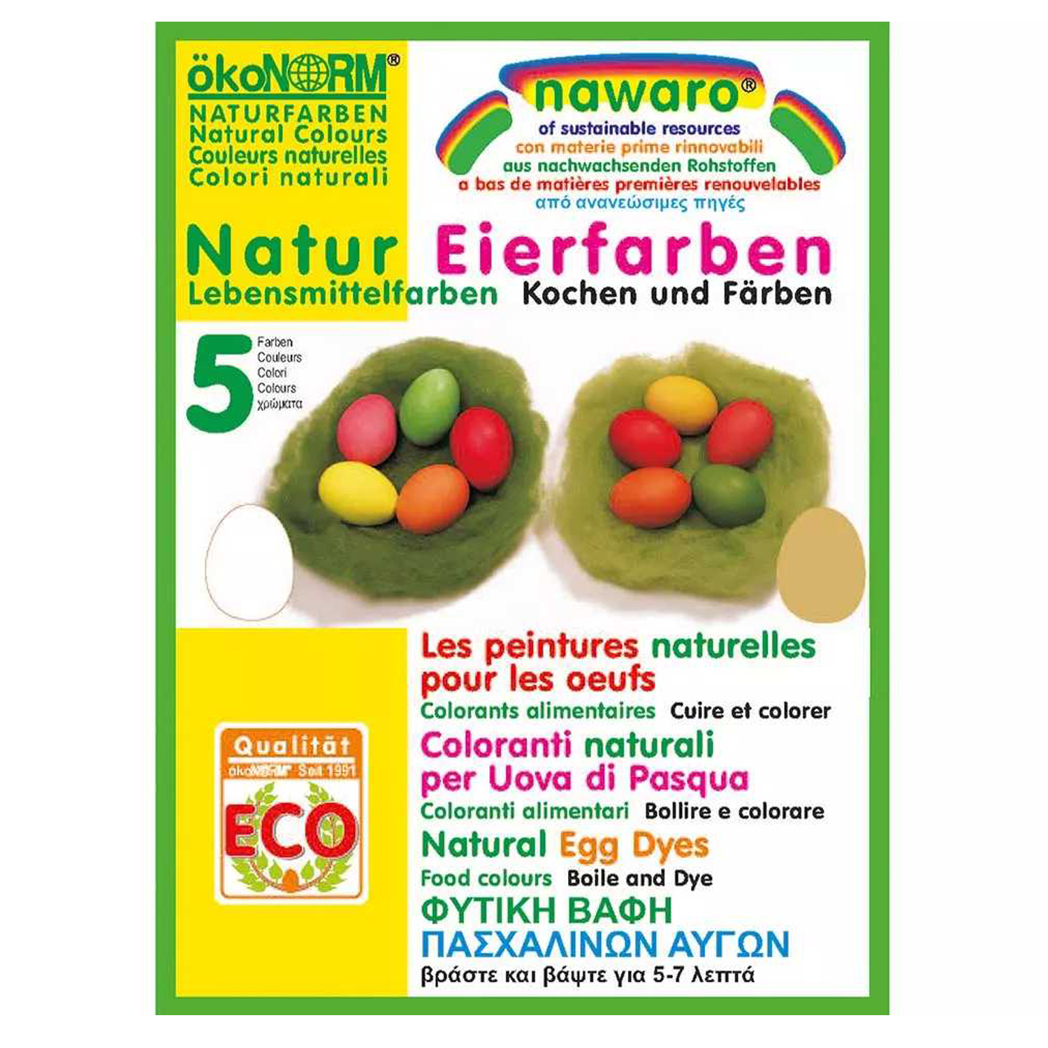 Eier-Färbefarben nawaro, 5 Farben