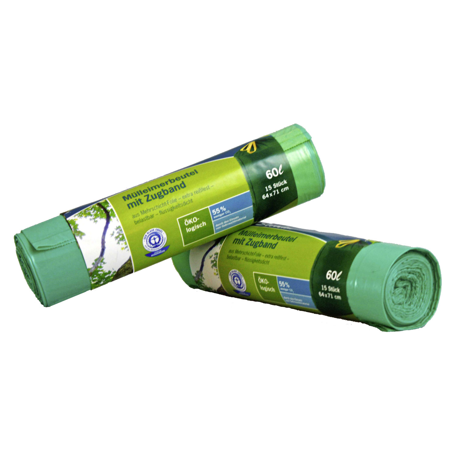 Mülleimerbeutel mit Zugband 60 Liter, 15 Stk.