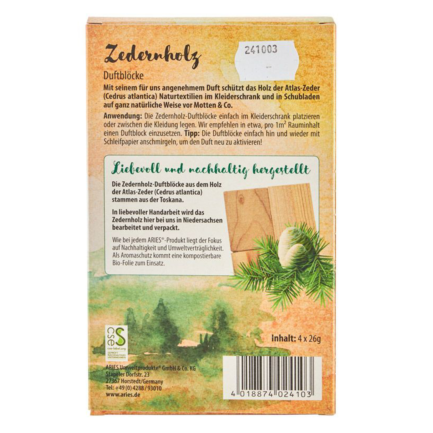 Zedernholz Duftblöcke 4er Set