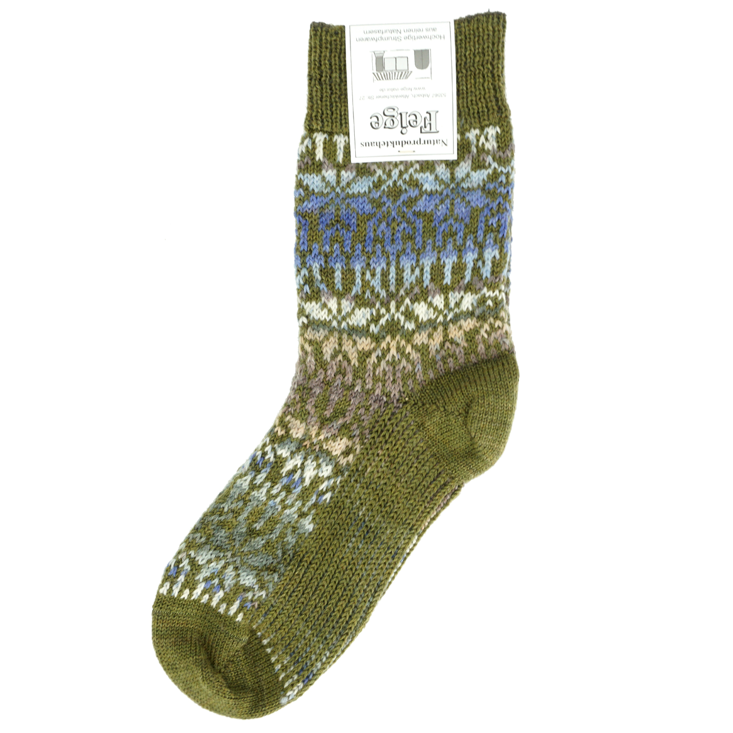 Norweger Sternenmuster Socke khaki/bunt