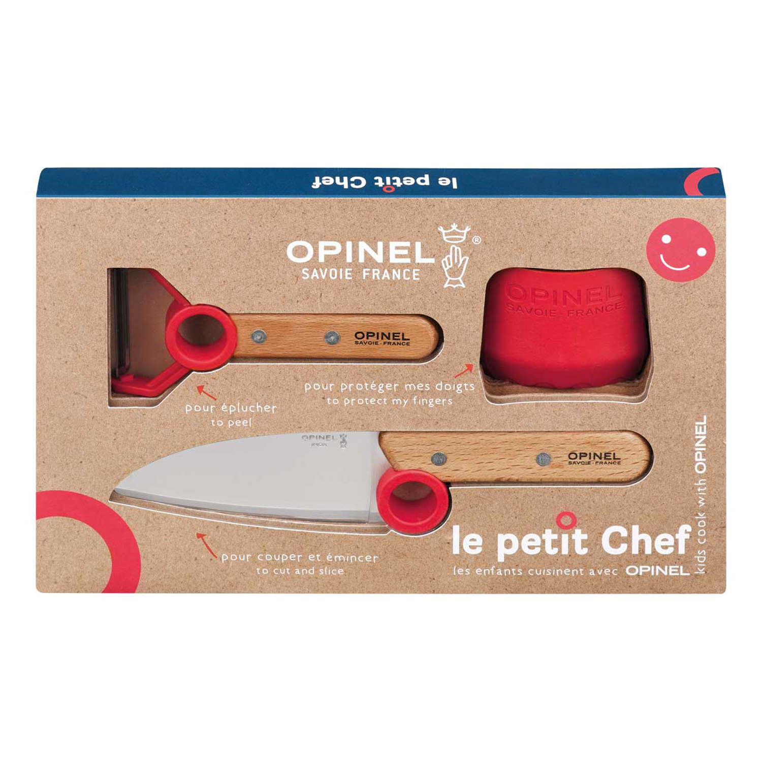 Opinel "LE PETIT CHEF" Kinder Küchen-Set, 3-teilig, rot