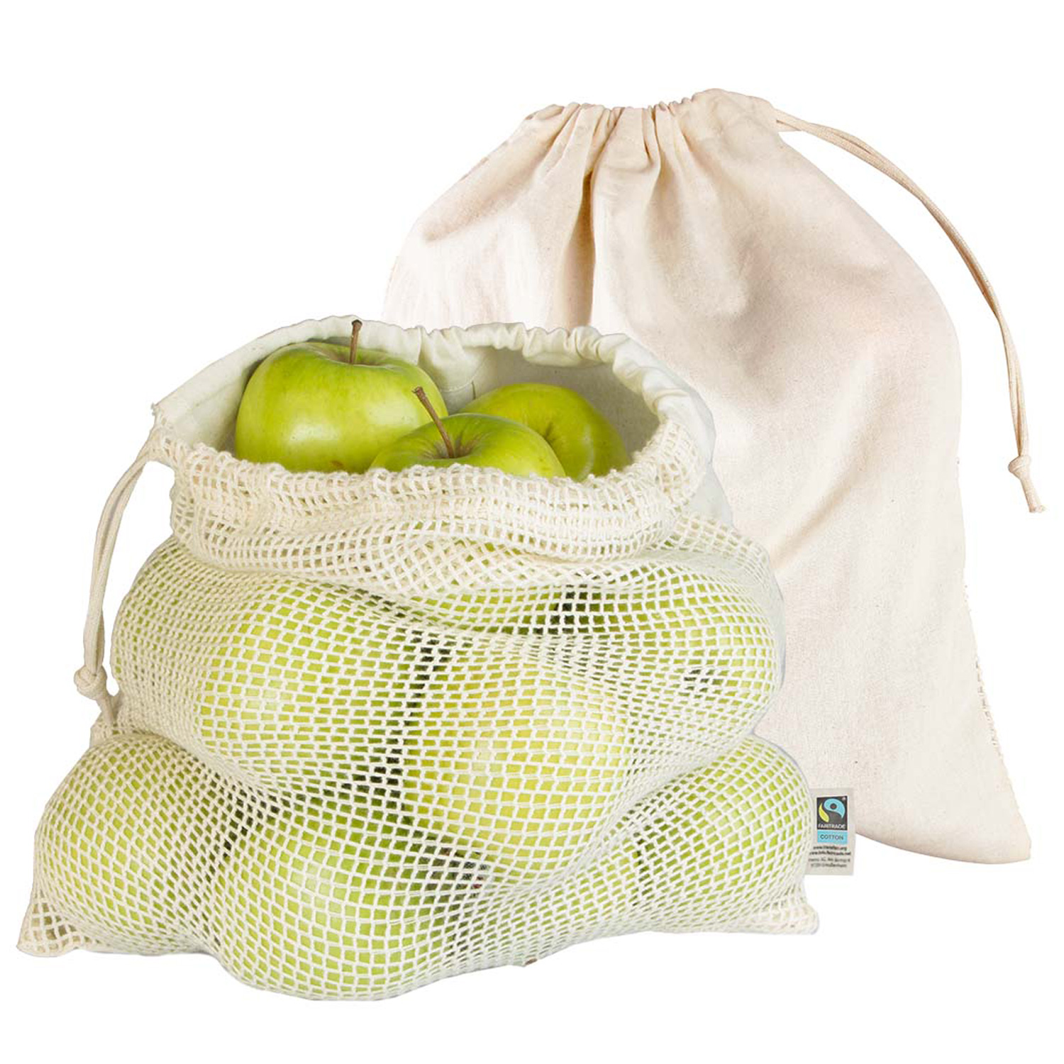 Bio-Baumwollbeutel für Obst und Gemüse, 2 Stk.