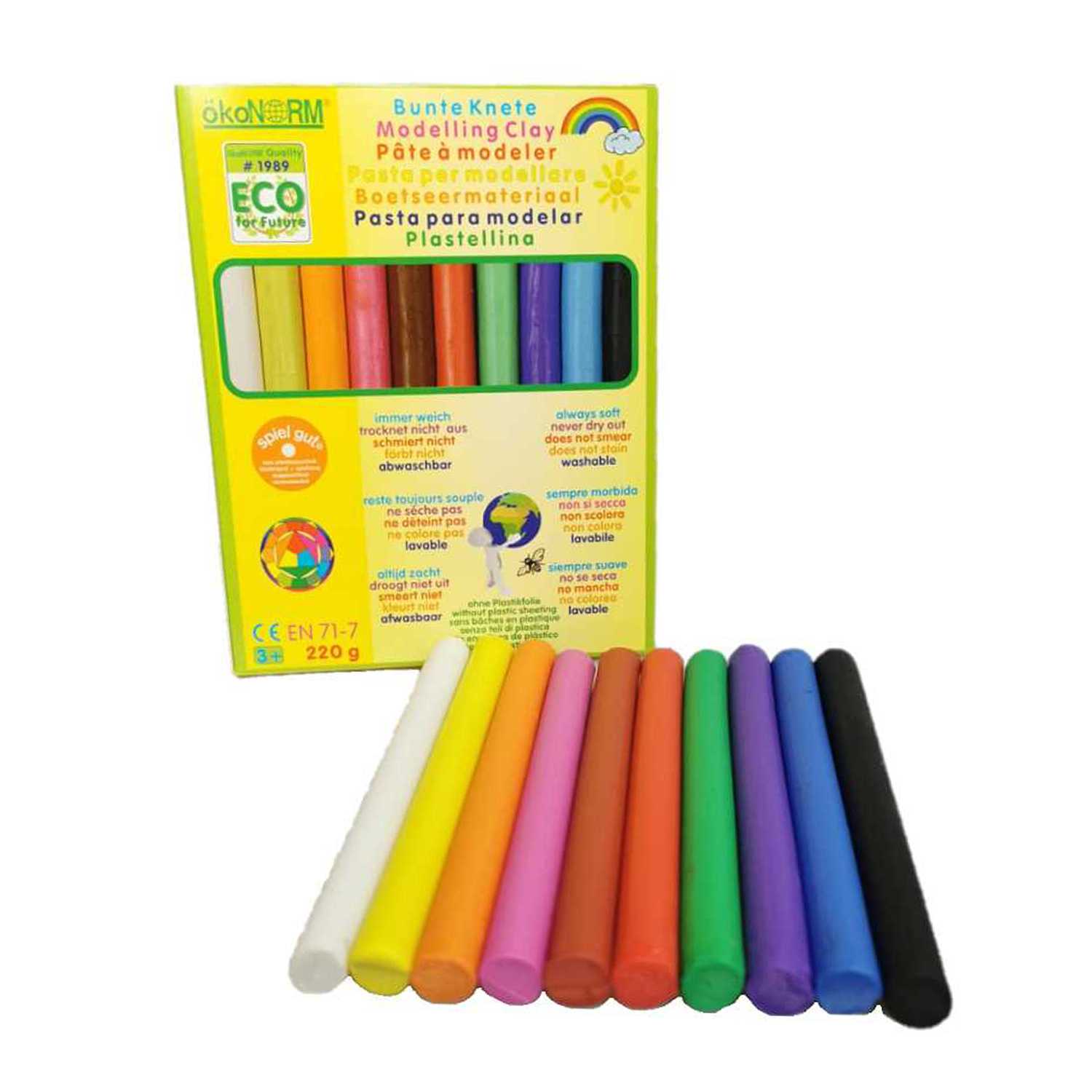 Bunte Knete, 10 Farben, 220 g