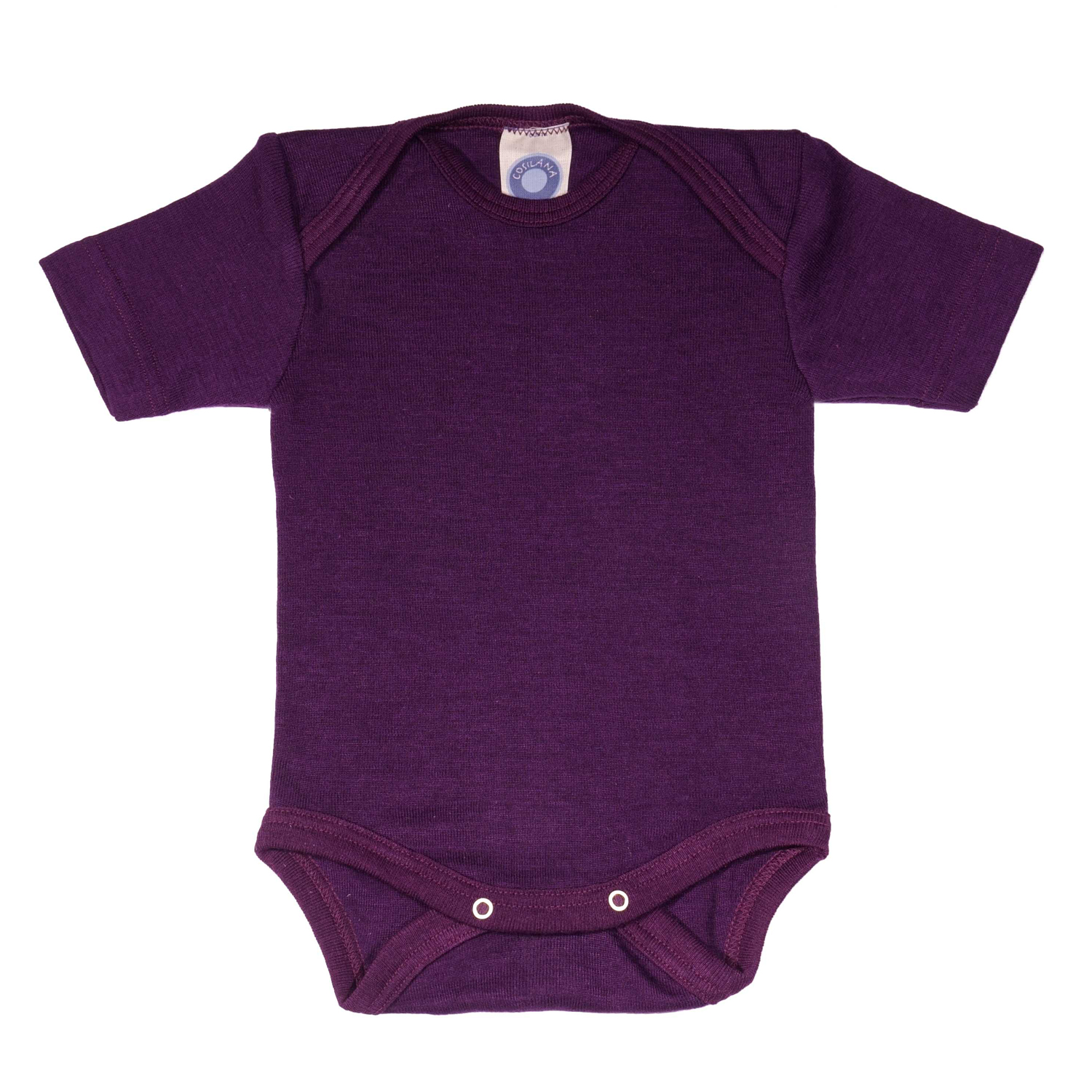 Baby-Body Kurzarm Wolle/Seide pflaume