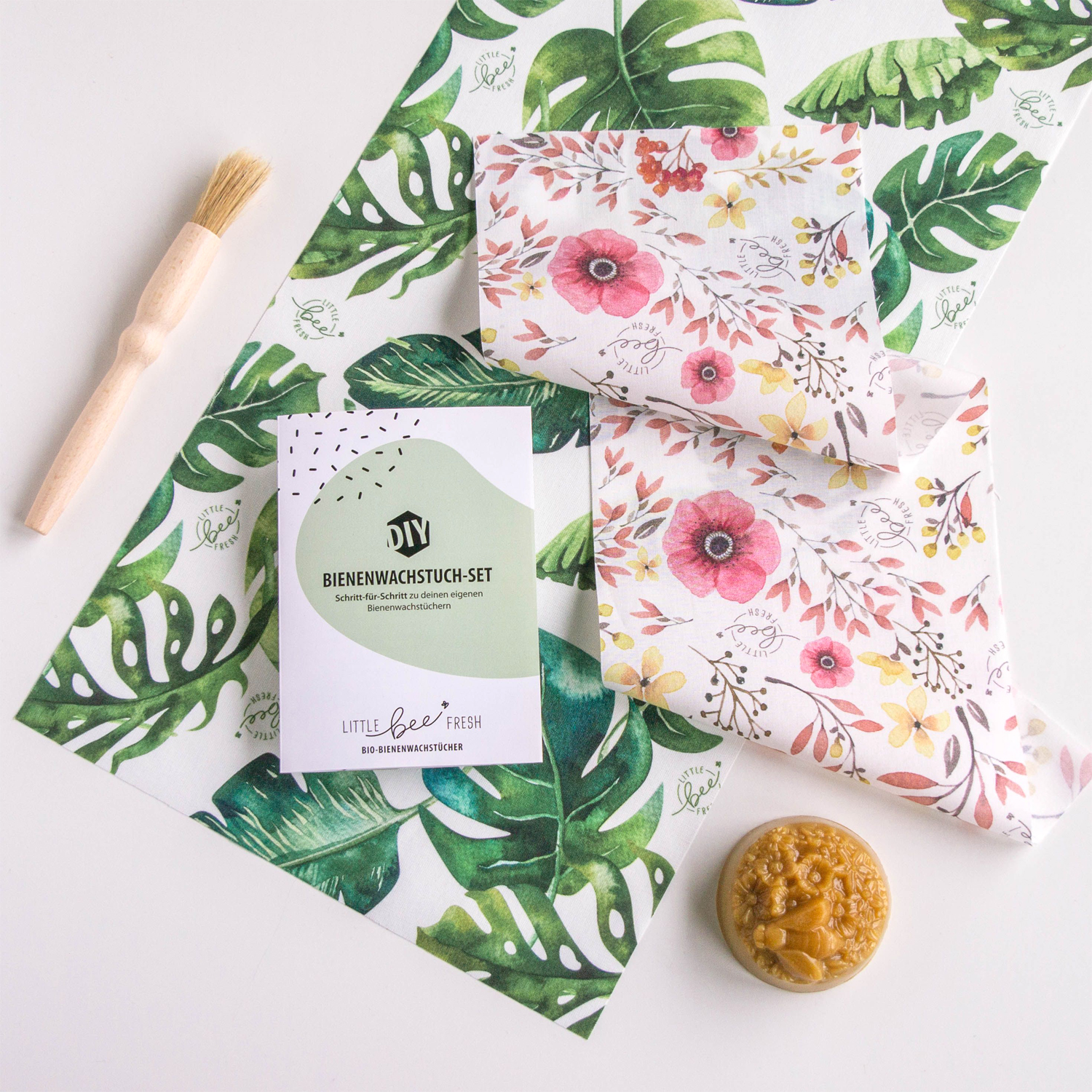 DIY-Box Bienenwachstücher Jungle grün&Rosa