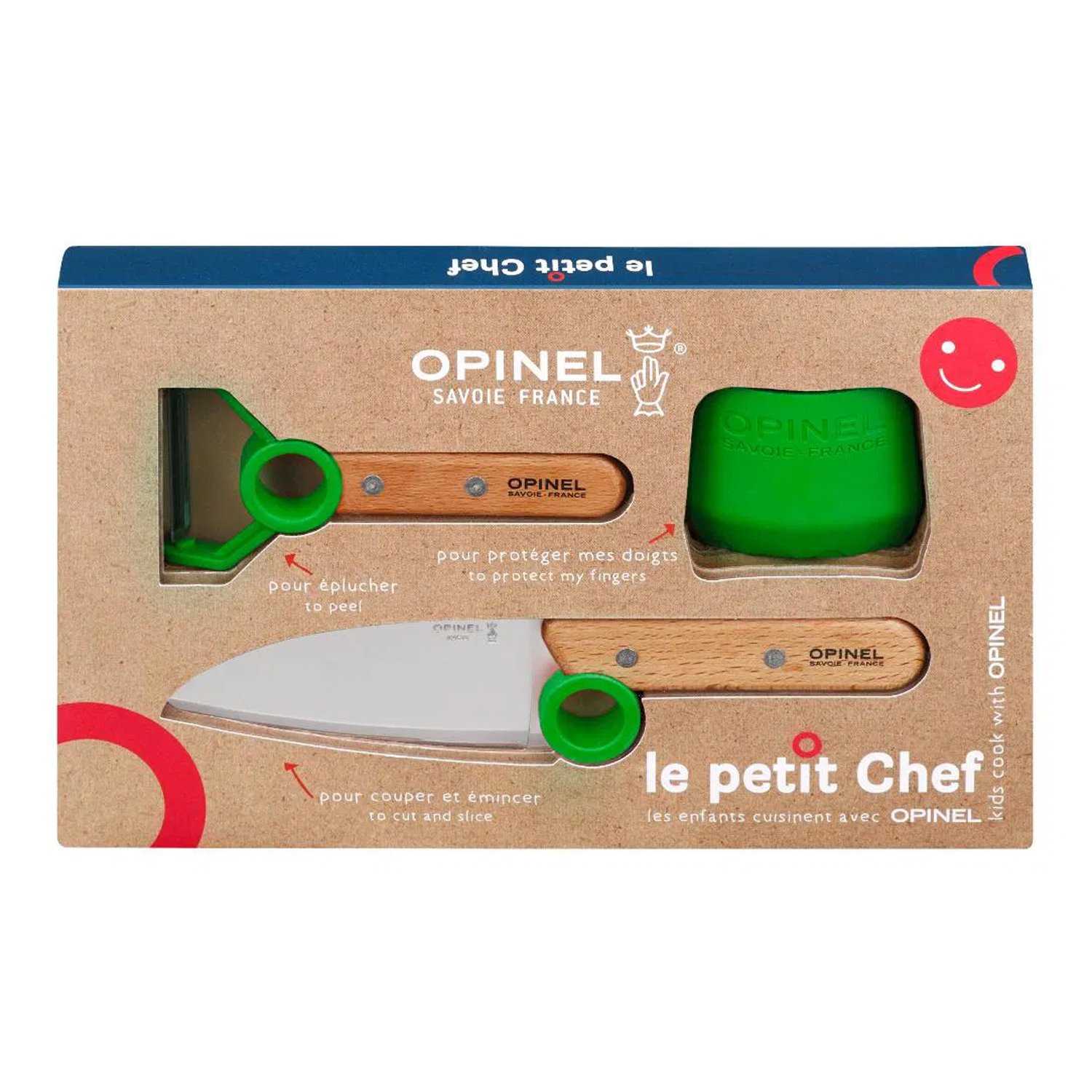 Opinel "LE PETIT CHEF" Kinder Küchen-Set, 3-teilig, grün