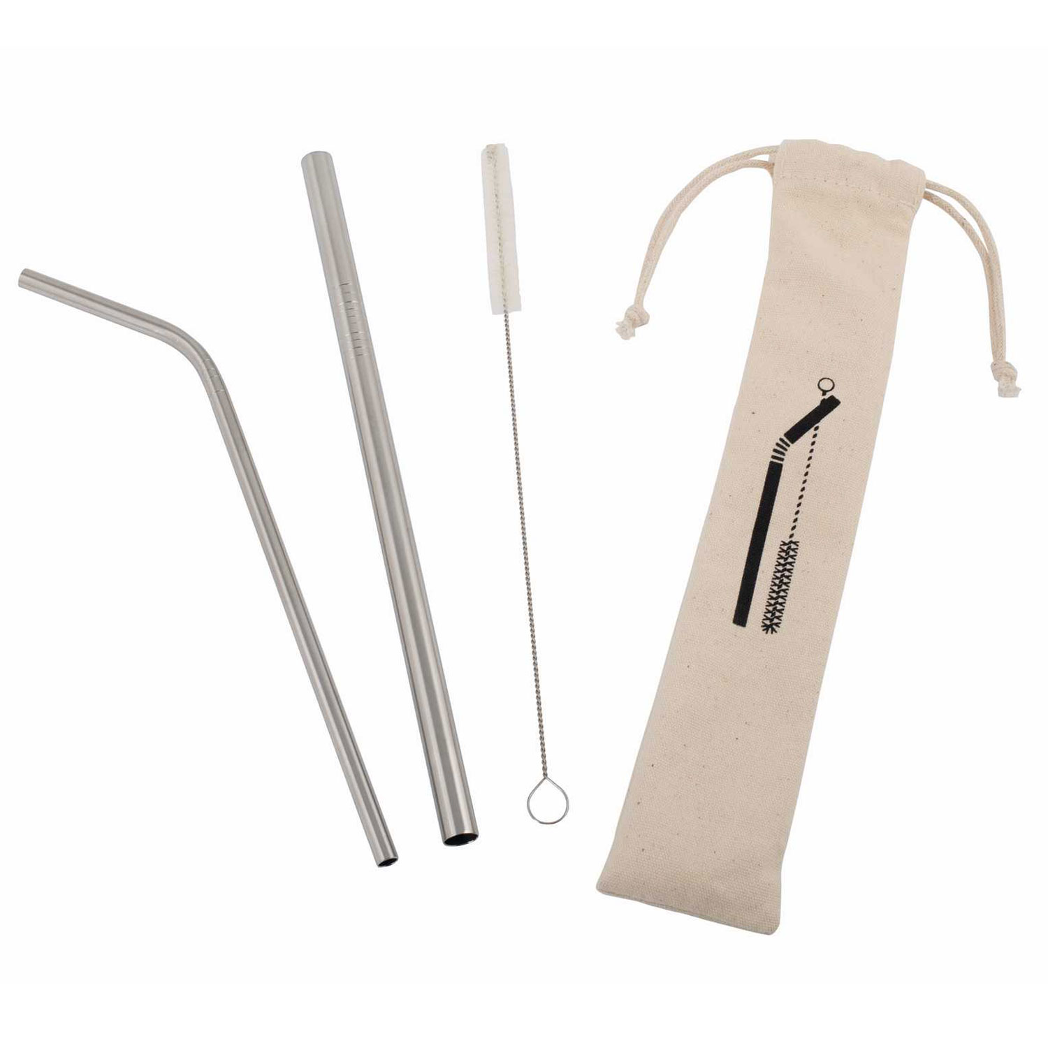 Trinkhalm-Set Edelstahl 3tlg.