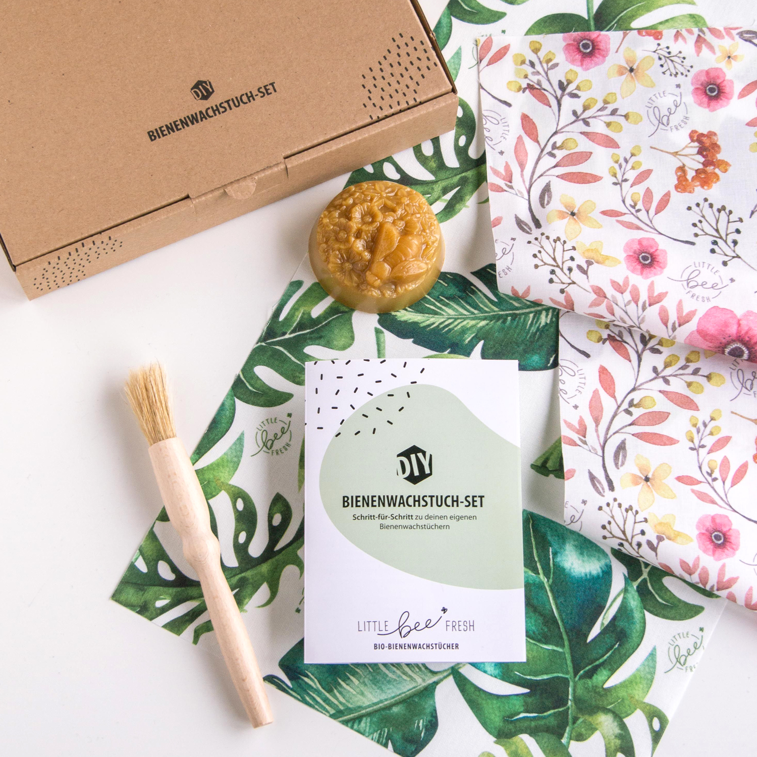 DIY-Box Bienenwachstücher Jungle grün&Rosa