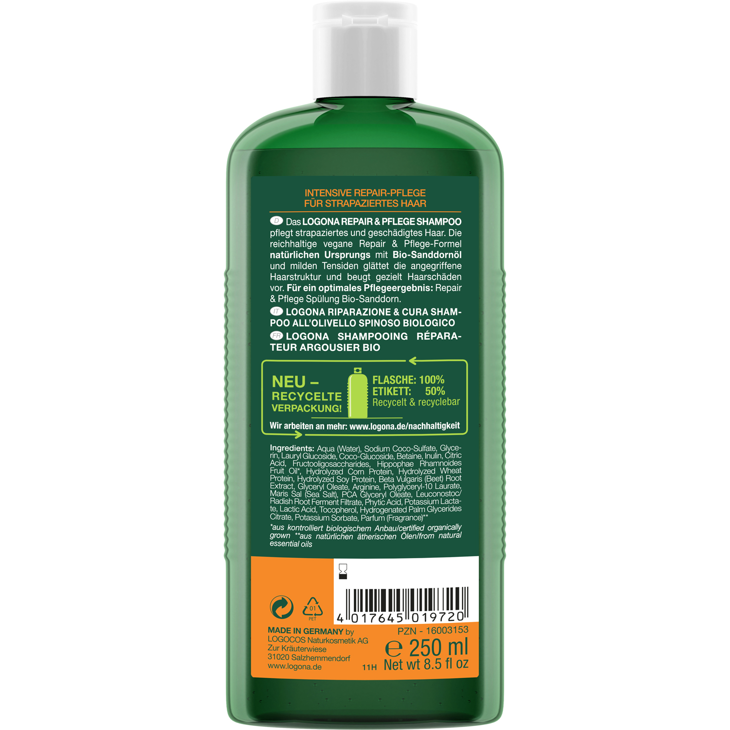 Repair & Pflege Shampoo Bio-Sanddorn, 250 ml