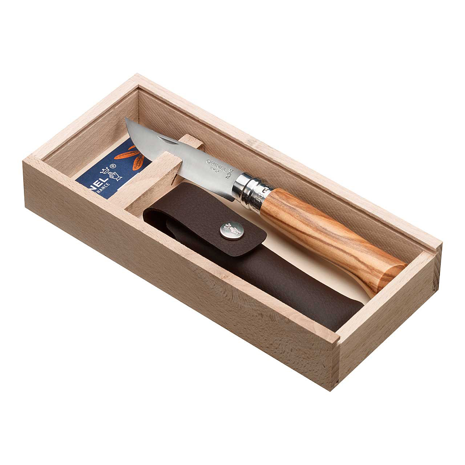 Geschenkset Taschenmesser Olivenholz mit Etui