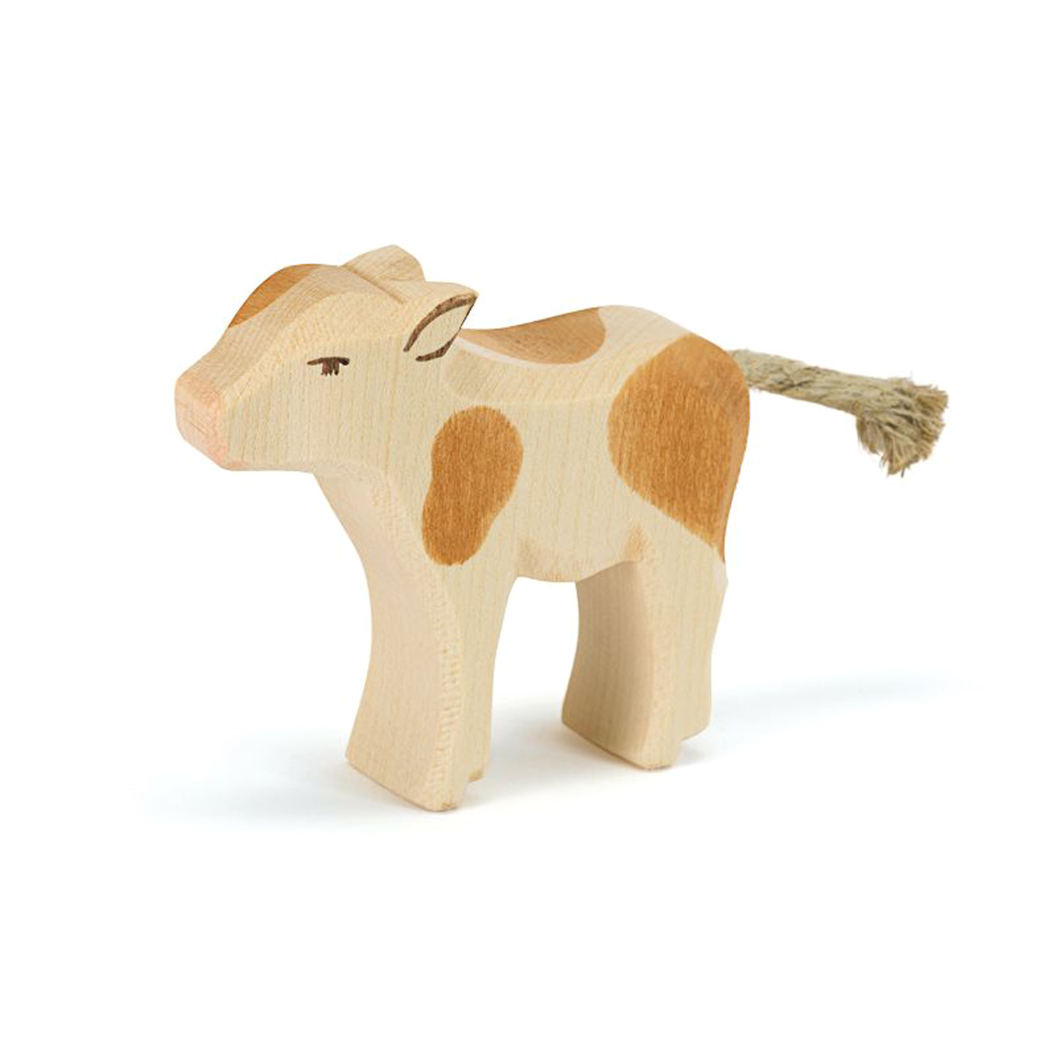 Holzfigur Kalb braun, stehend