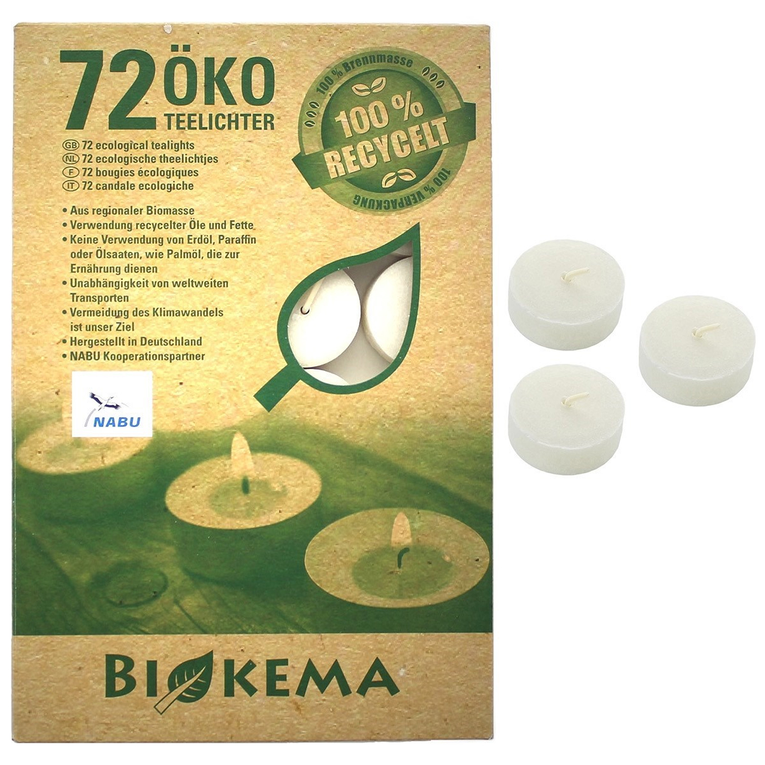 Öko-Teelichte, 72 Stk.
