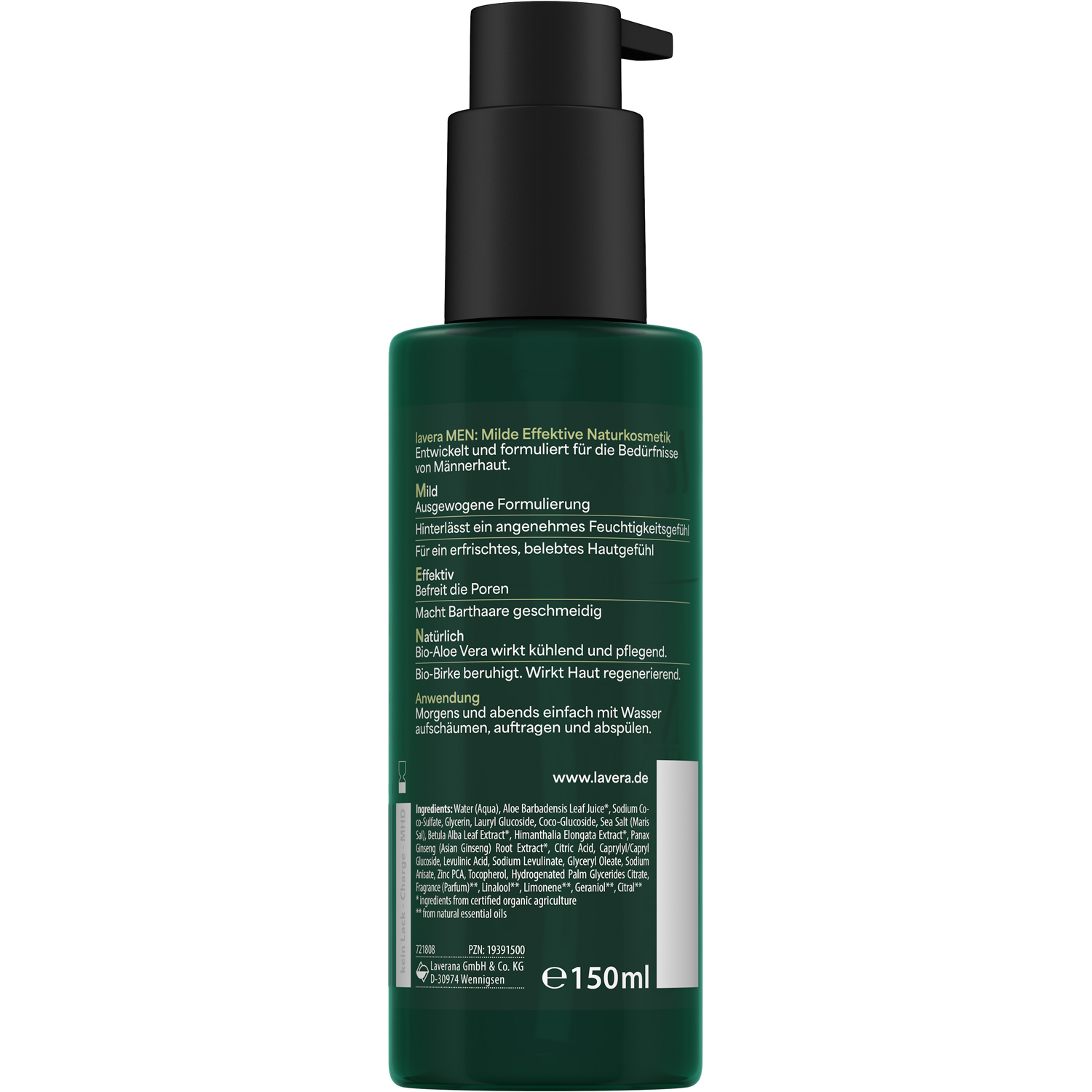 Lavera Men Sensitiv 2in1 Gesichtswaschgel, 150ml