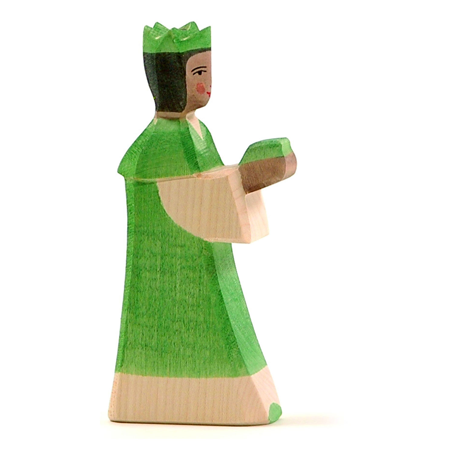 Holzfigur König grün